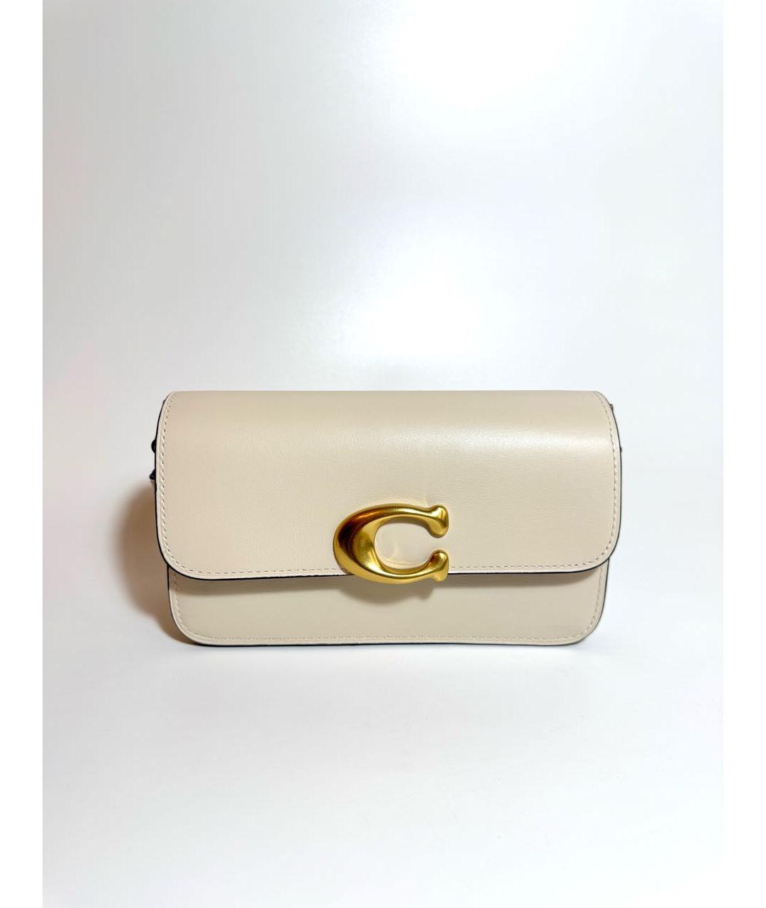 COACH Бежевая кожаная сумка через плечо, фото 8