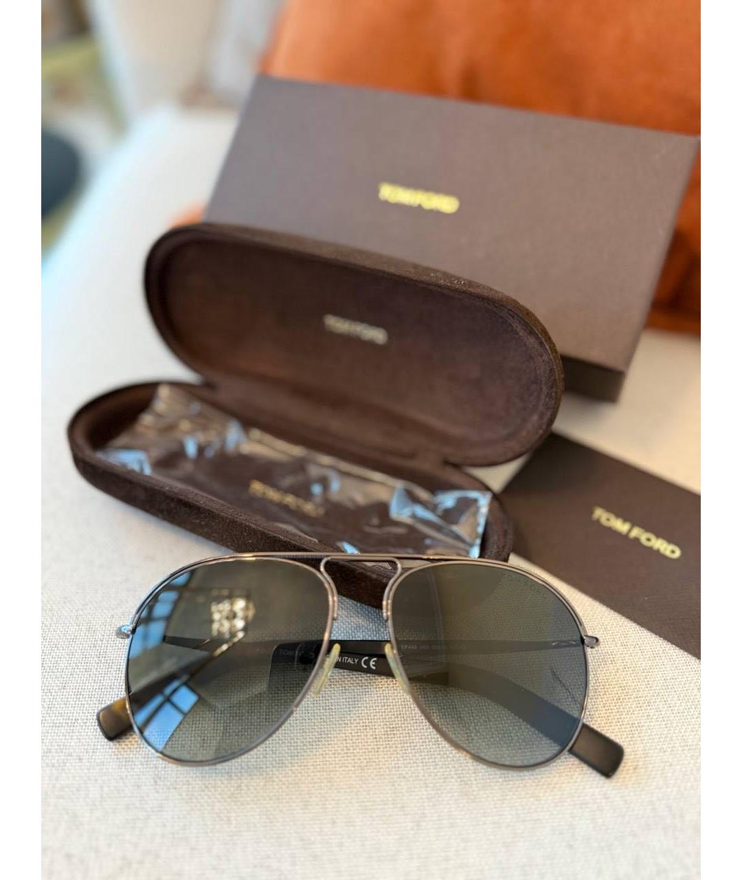 TOM FORD Коричневые металлические солнцезащитные очки, фото 9