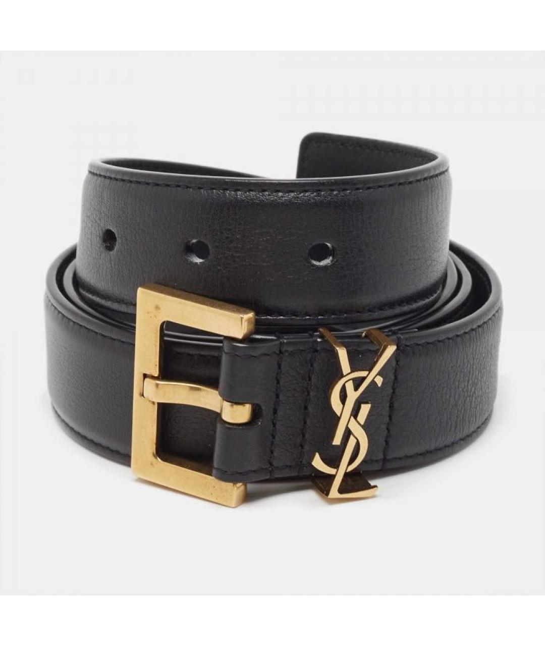 SAINT LAURENT Черный кожаный ремень, фото 9