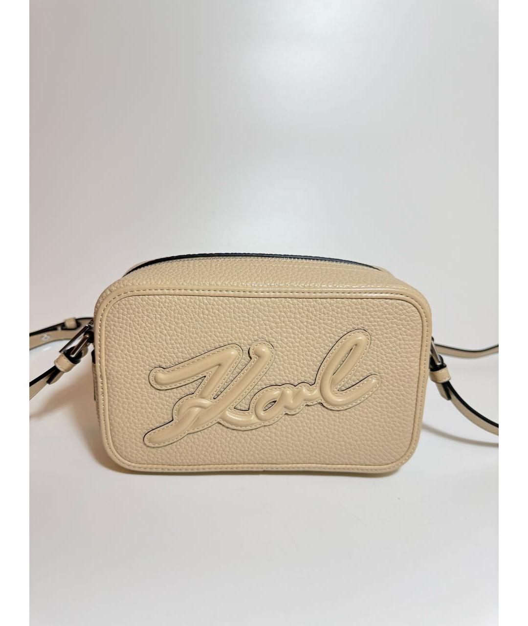KARL LAGERFELD Бежевая кожаная сумка через плечо, фото 6
