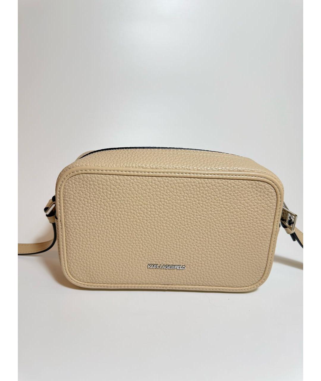 KARL LAGERFELD Бежевая кожаная сумка через плечо, фото 3
