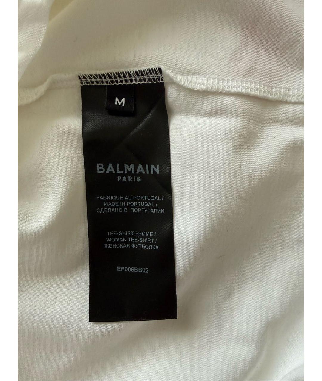 BALMAIN Белая хлопковая футболка, фото 5