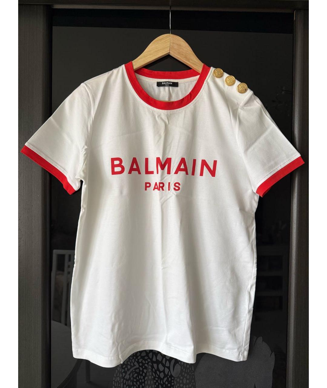 BALMAIN Белая хлопковая футболка, фото 6