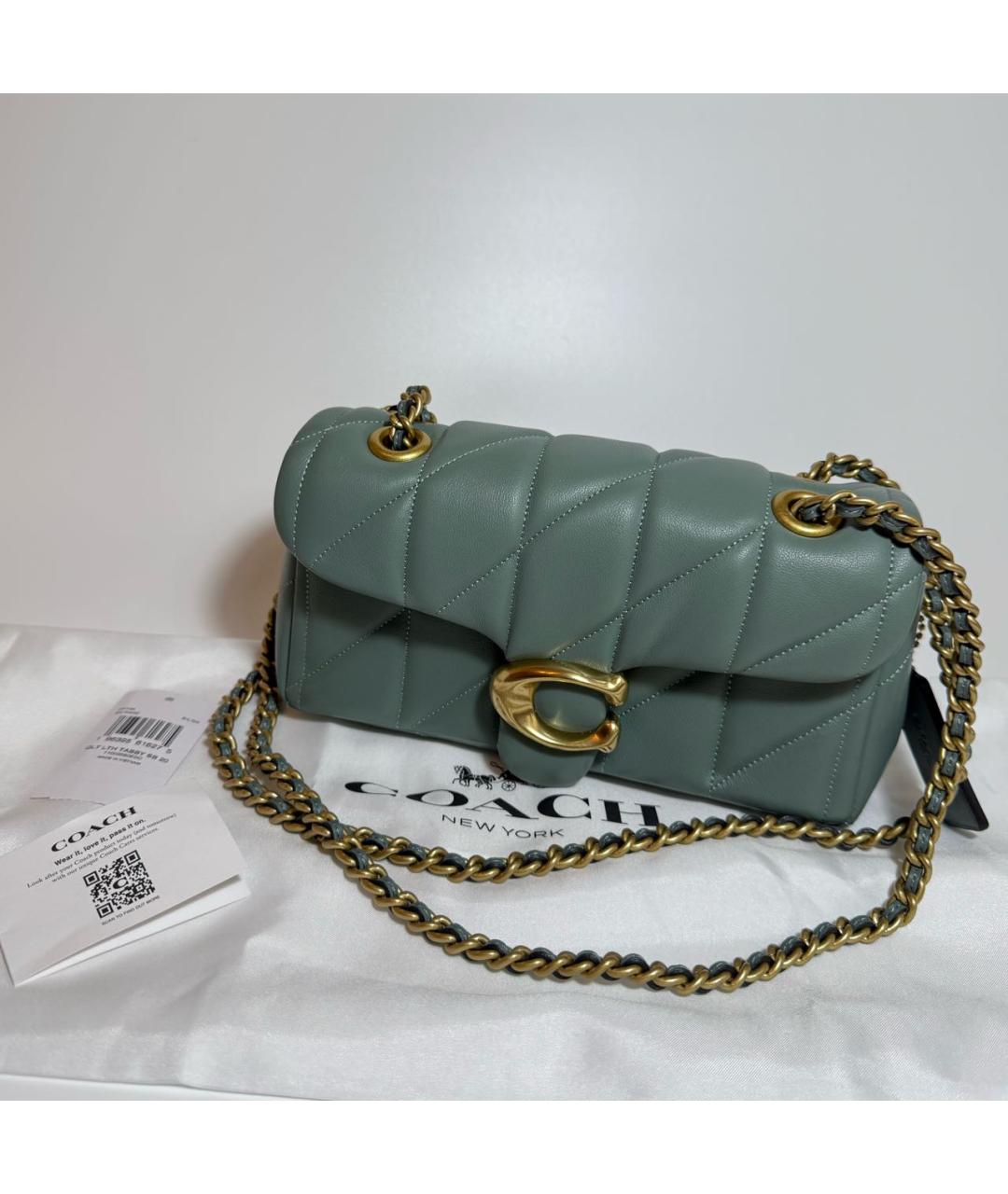 COACH Зеленая кожаная сумка через плечо, фото 7
