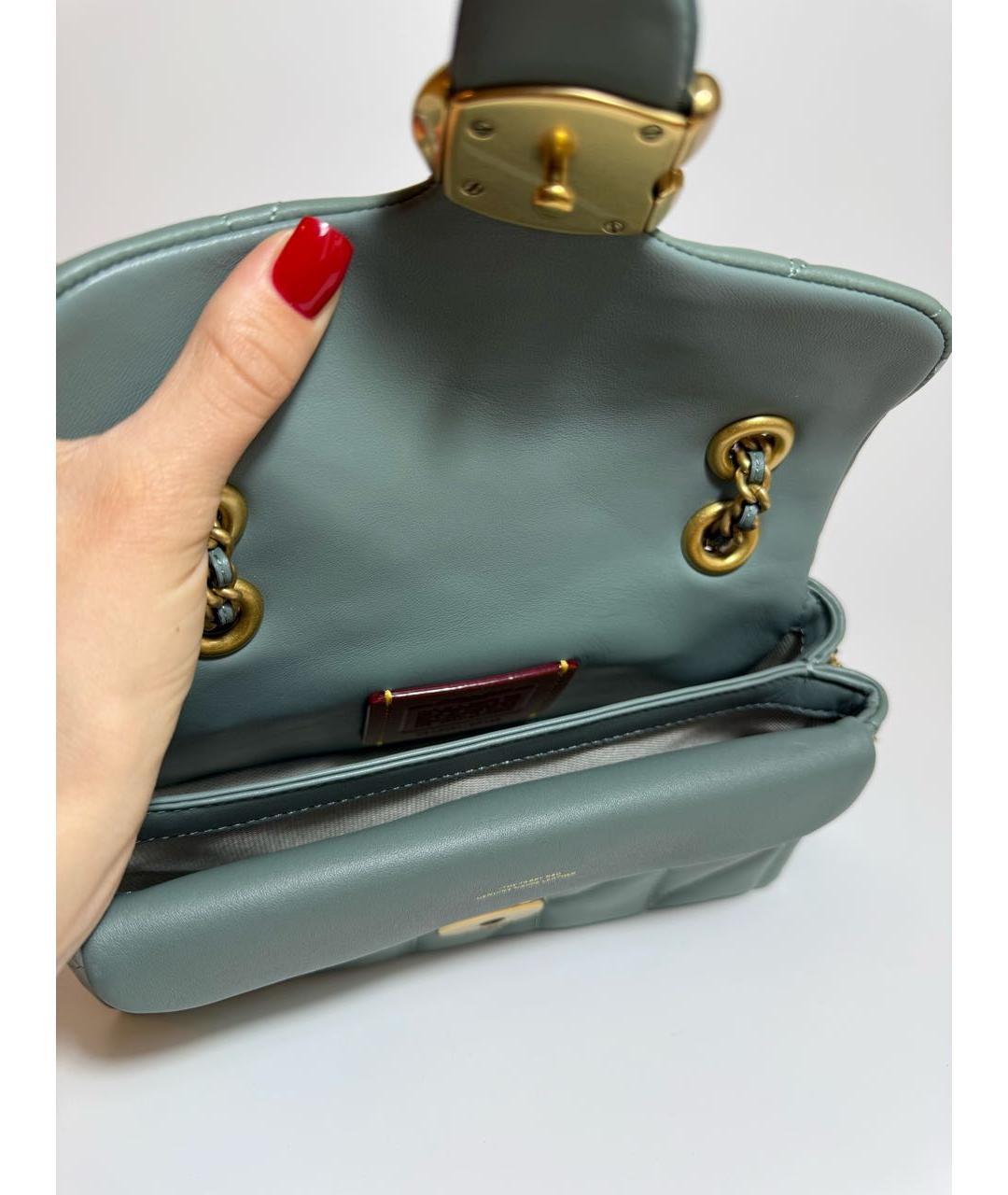 COACH Зеленая кожаная сумка через плечо, фото 5