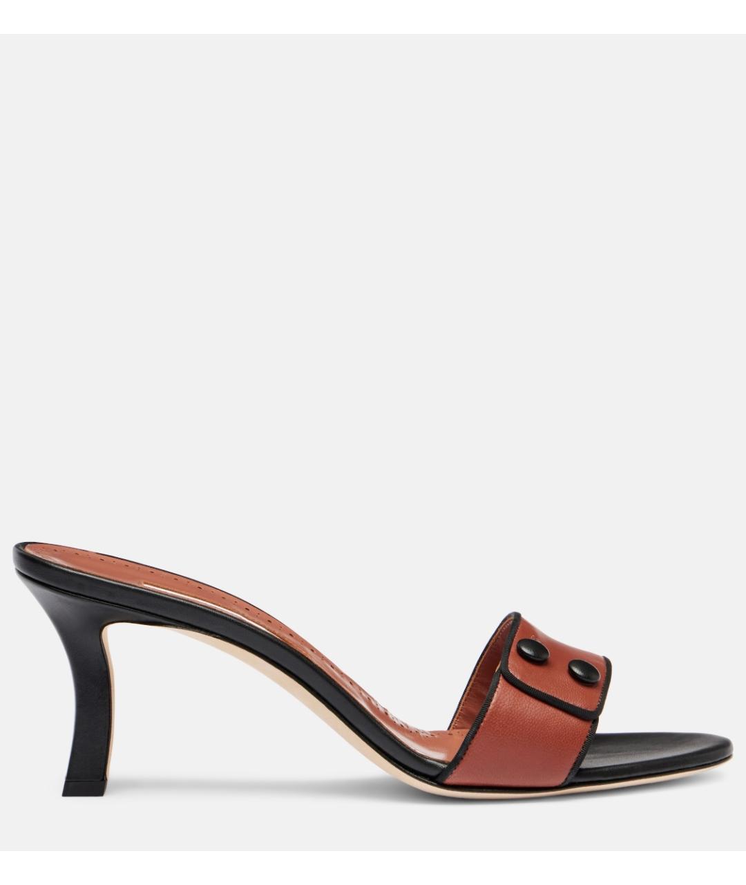 MANOLO BLAHNIK Коричневые кожаные мюли, фото 6