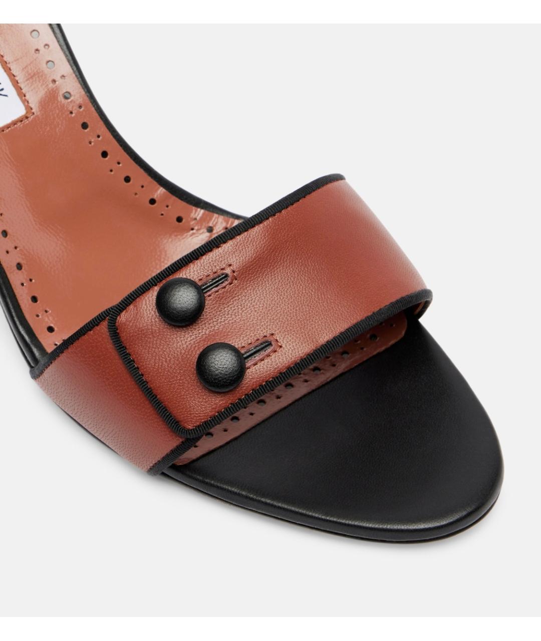 MANOLO BLAHNIK Коричневые кожаные мюли, фото 4