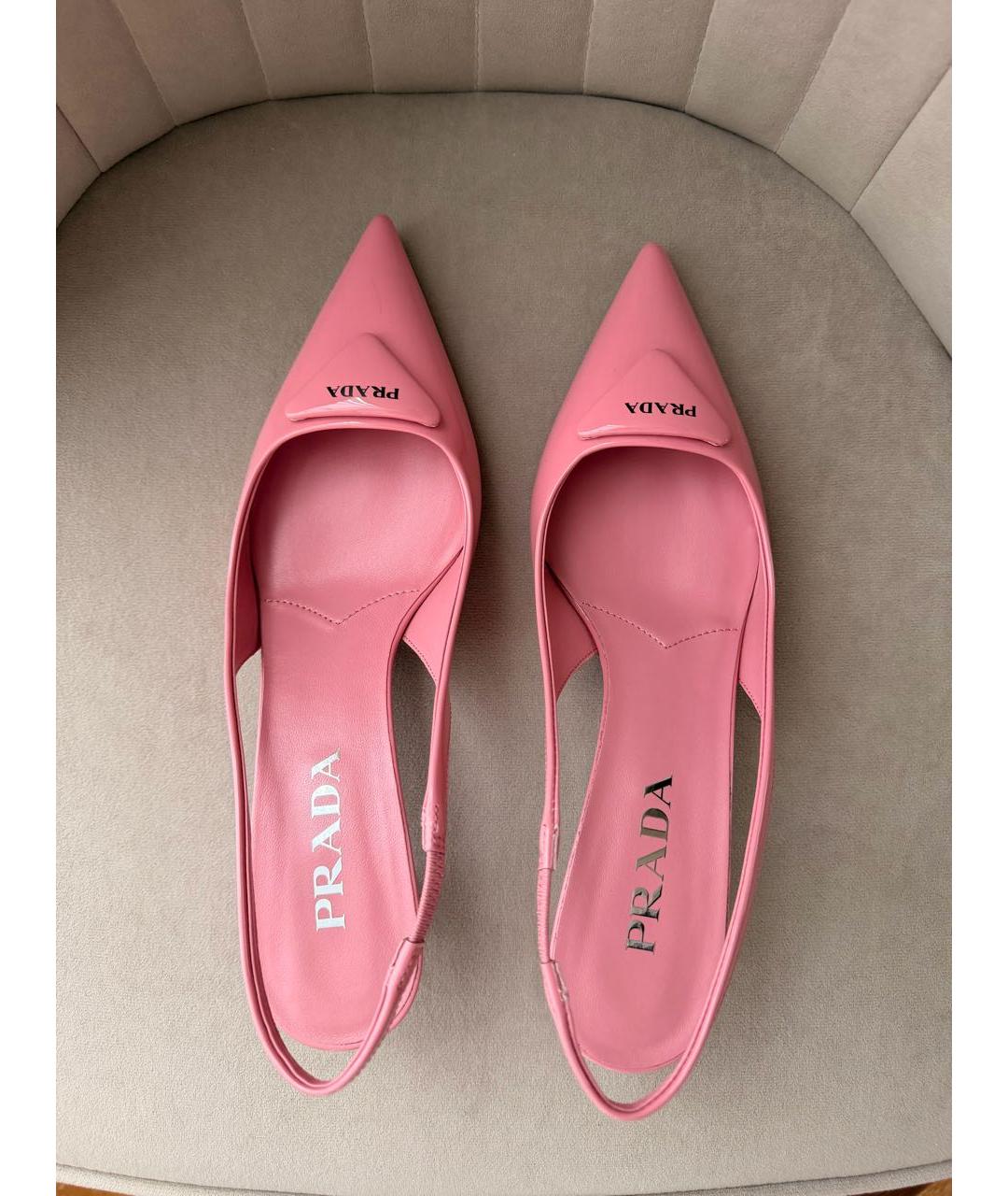 PRADA Розовые кожаные туфли, фото 3