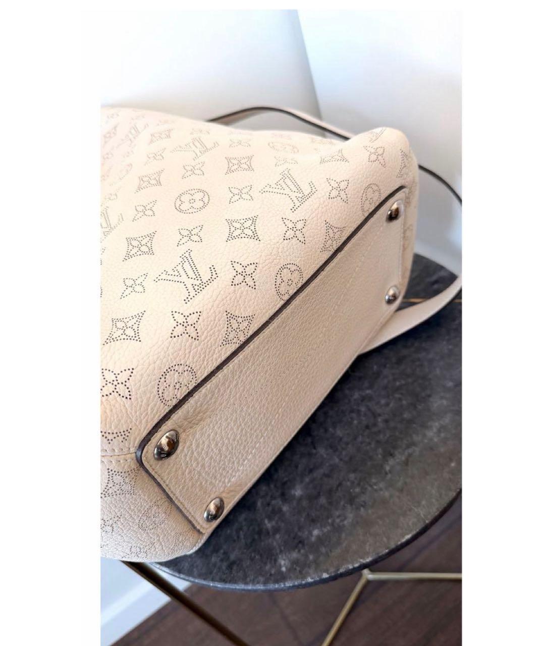 LOUIS VUITTON Бежевая кожаная сумка тоут, фото 5