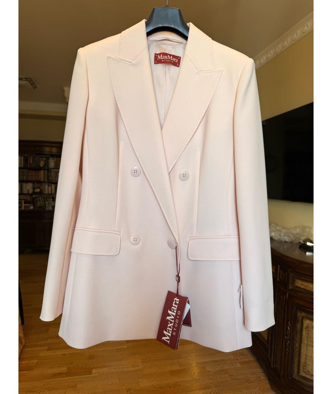 MAX MARA STUDIO Розовый шерстяной жакет/пиджак, фото 9