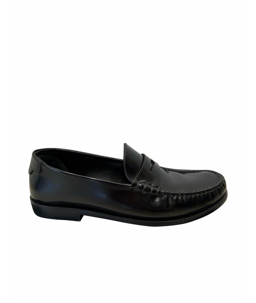 SAINT LAURENT Черные кожаные лоферы, фото 1