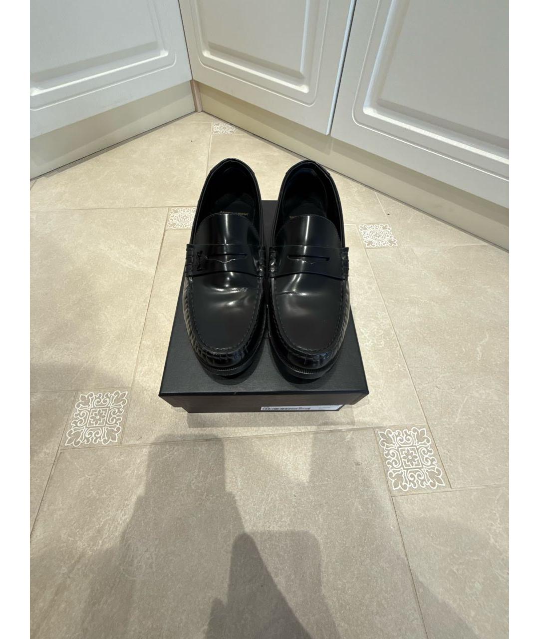SAINT LAURENT Черные кожаные лоферы, фото 2