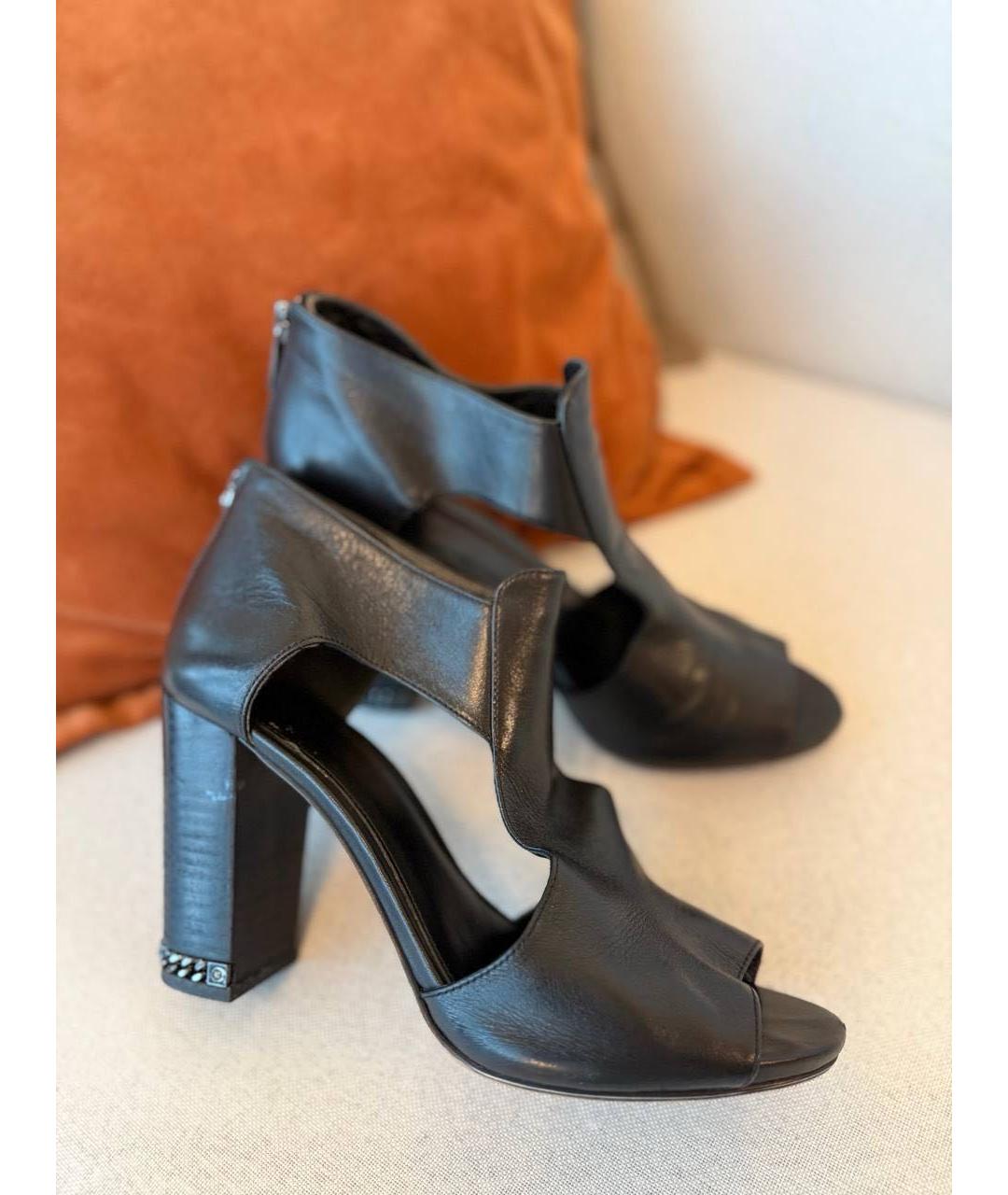 MICHAEL KORS Черные кожаные босоножки, фото 8