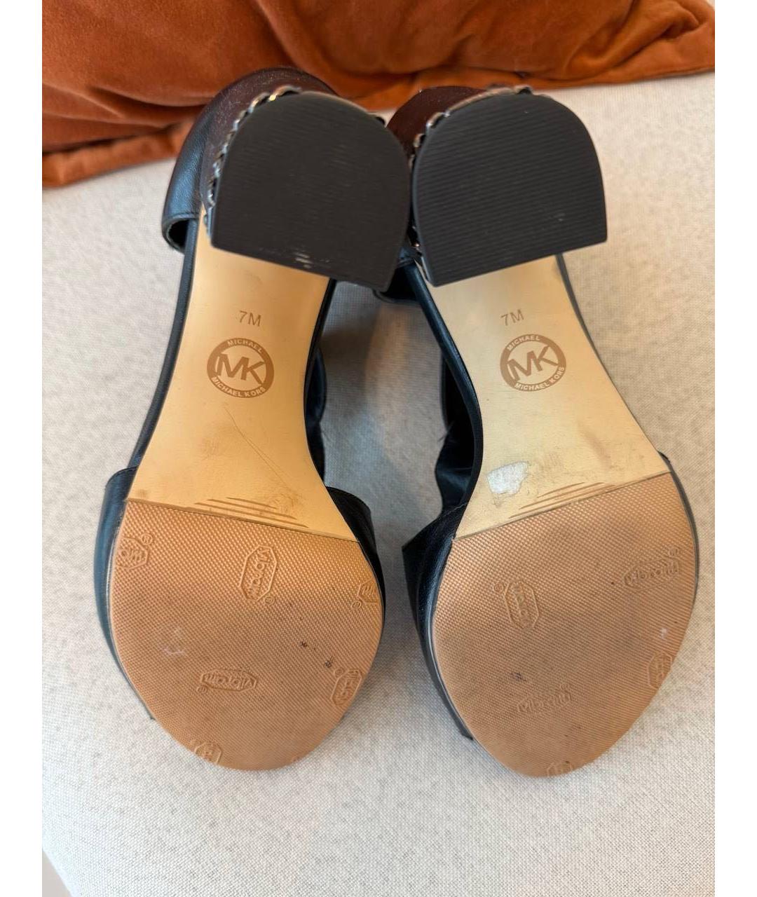 MICHAEL KORS Черные кожаные босоножки, фото 5