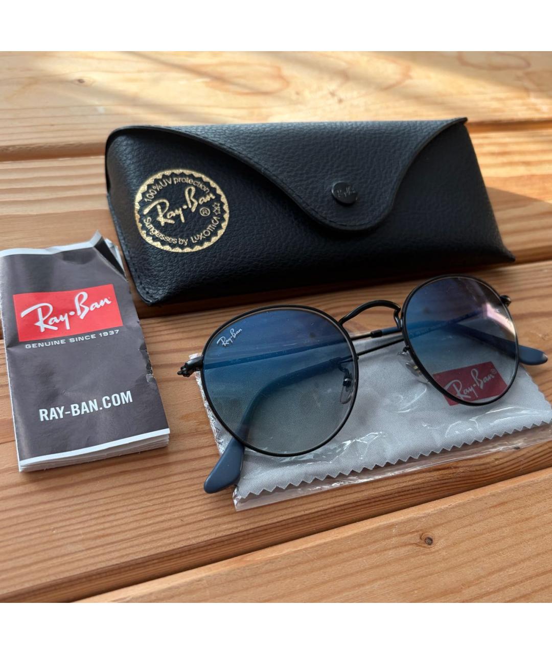 RAY BAN Черные металлические солнцезащитные очки, фото 2