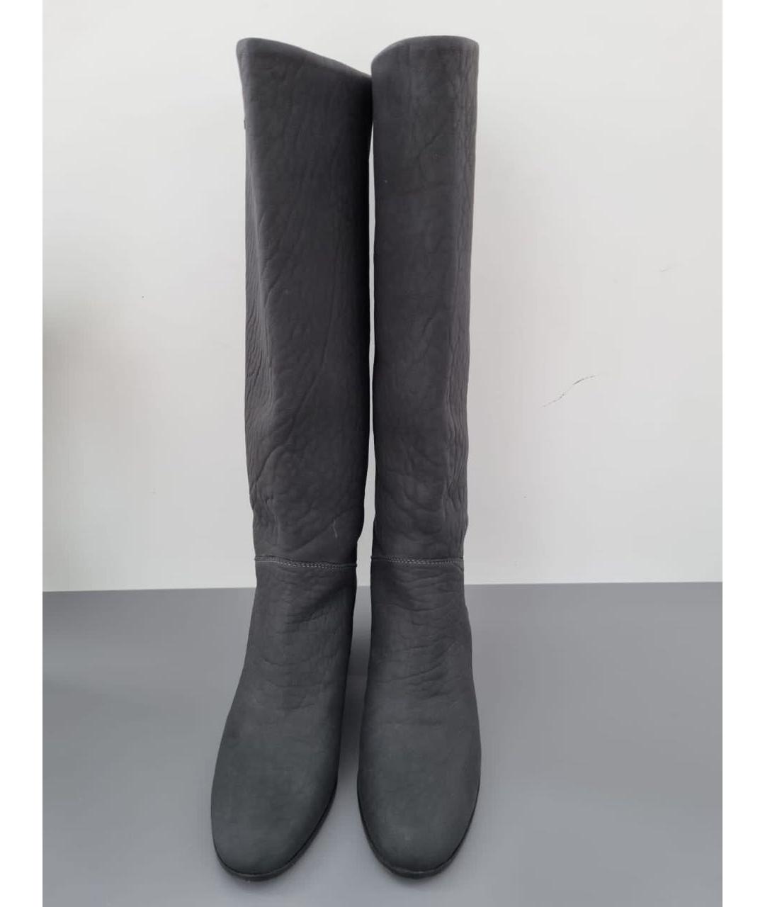 CHANEL Серые кожаные сапоги, фото 2