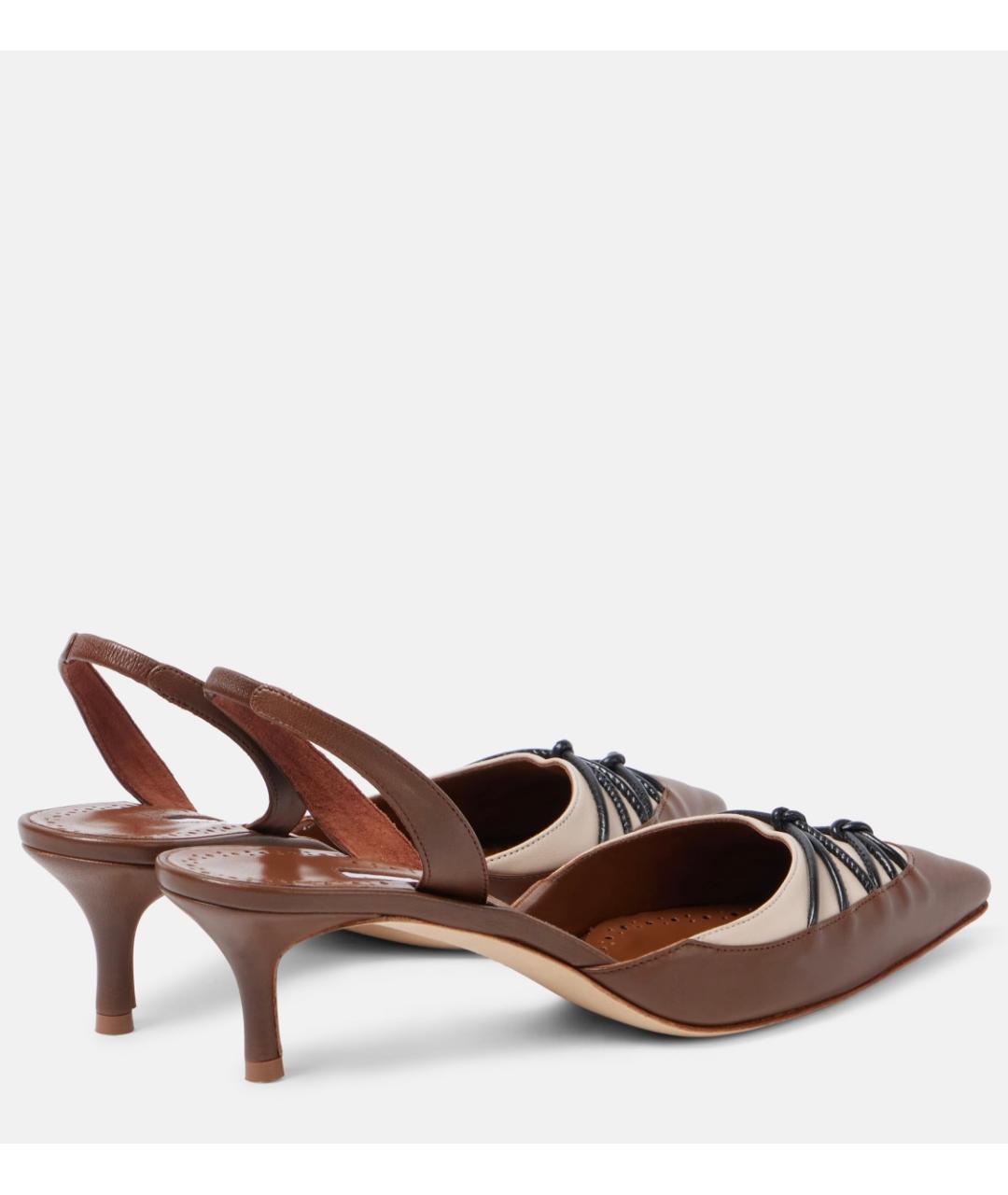 MANOLO BLAHNIK Коричневые кожаные лодочки на низком каблуке, фото 4