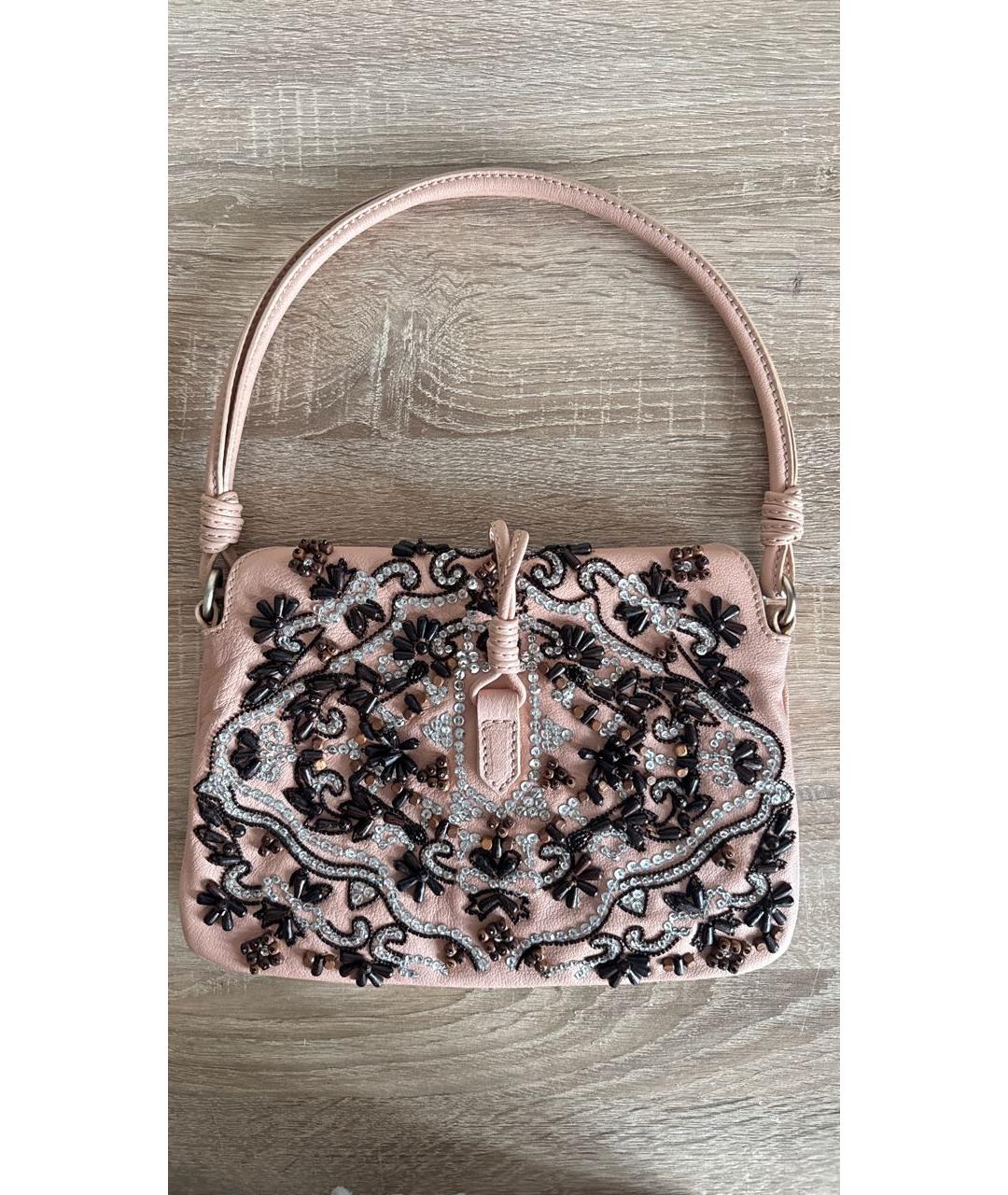 VALENTINO Розовая кожаная сумка через плечо, фото 2