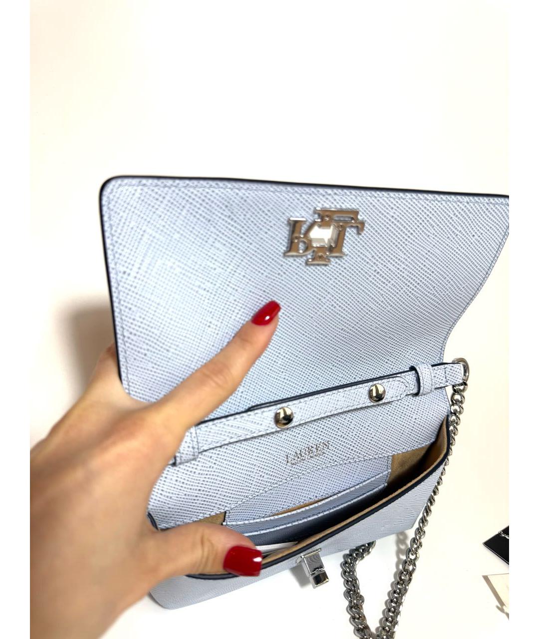 RALPH LAUREN Голубая кожаная сумка через плечо, фото 4