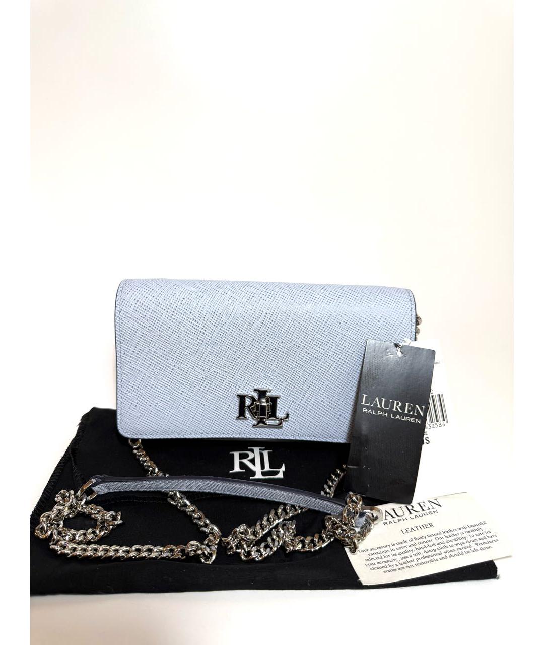 RALPH LAUREN Голубая кожаная сумка через плечо, фото 5
