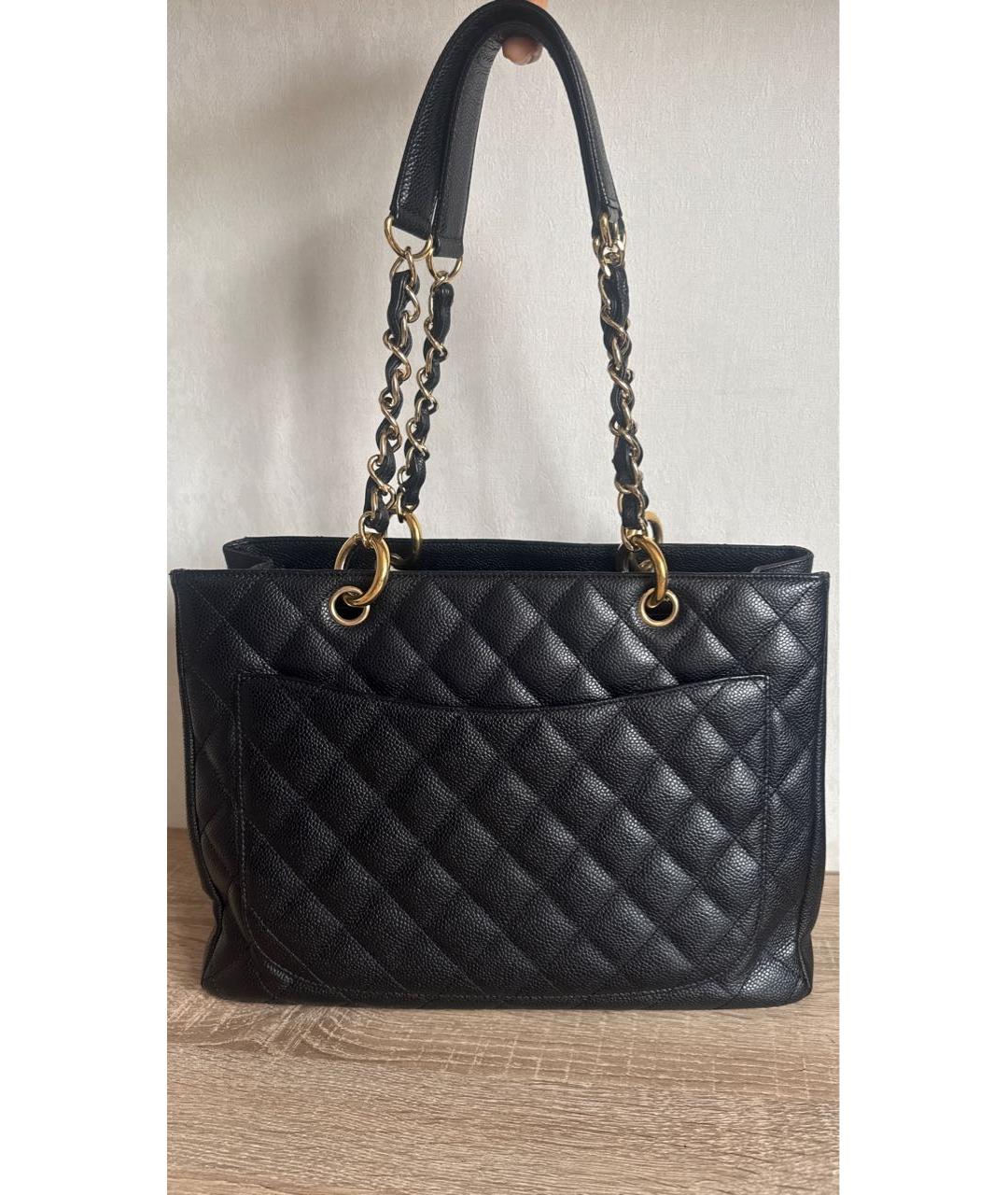 CHANEL Черная кожаная сумка тоут, фото 2