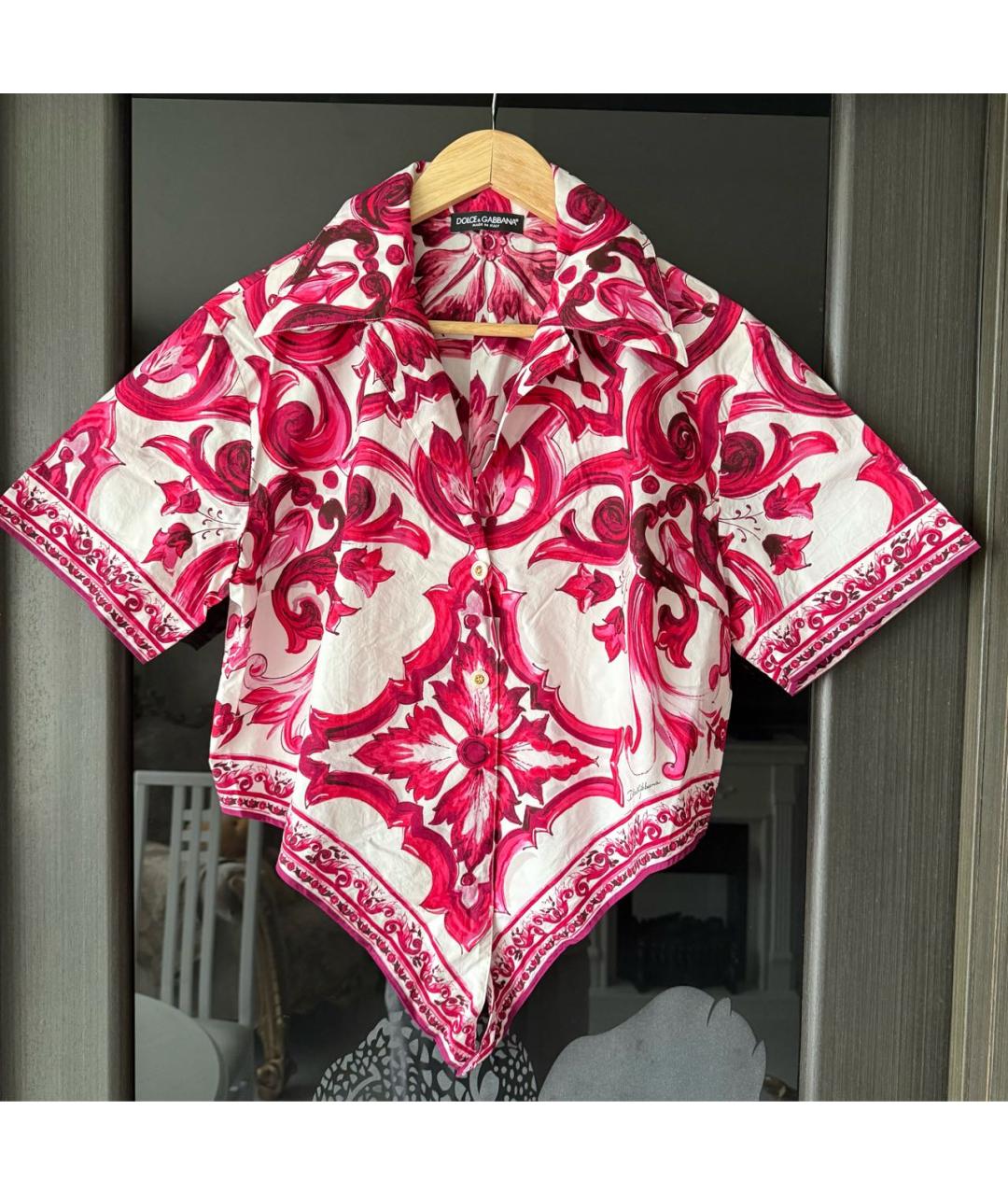 DOLCE&GABBANA Розовая хлопковая рубашка, фото 5