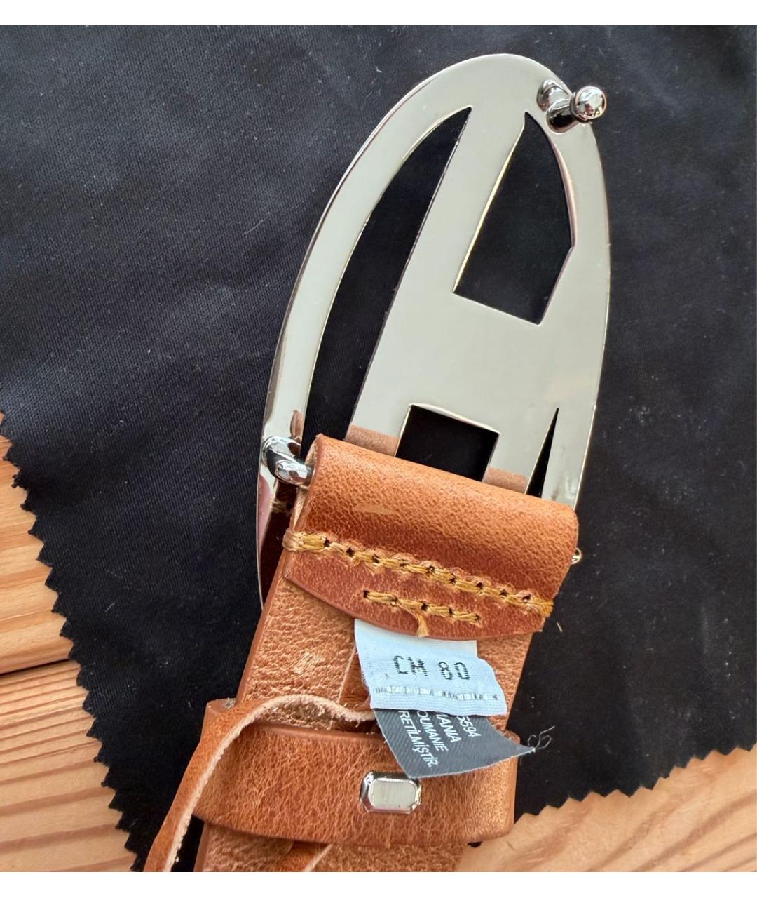 DIESEL Коричневый кожаный ремень, фото 4