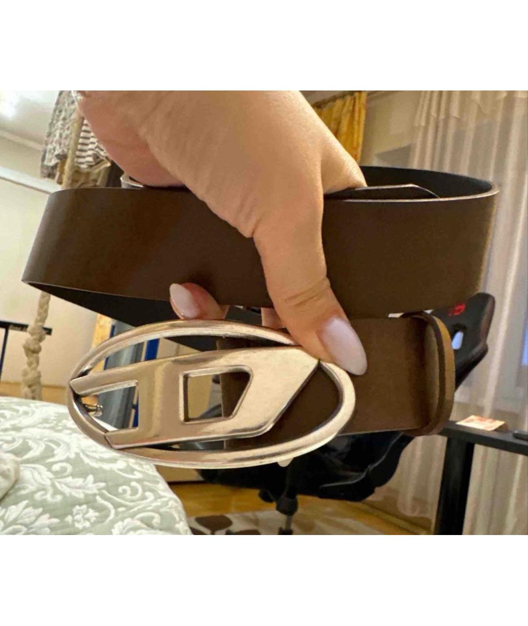 DIESEL Коричневый кожаный ремень, фото 6