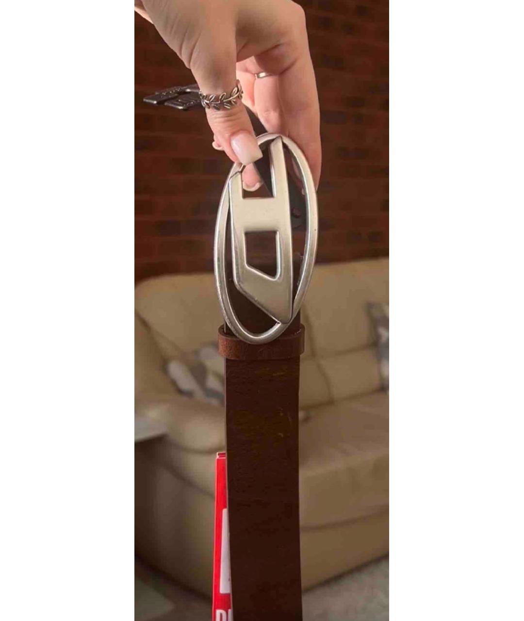 DIESEL Коричневый кожаный ремень, фото 7