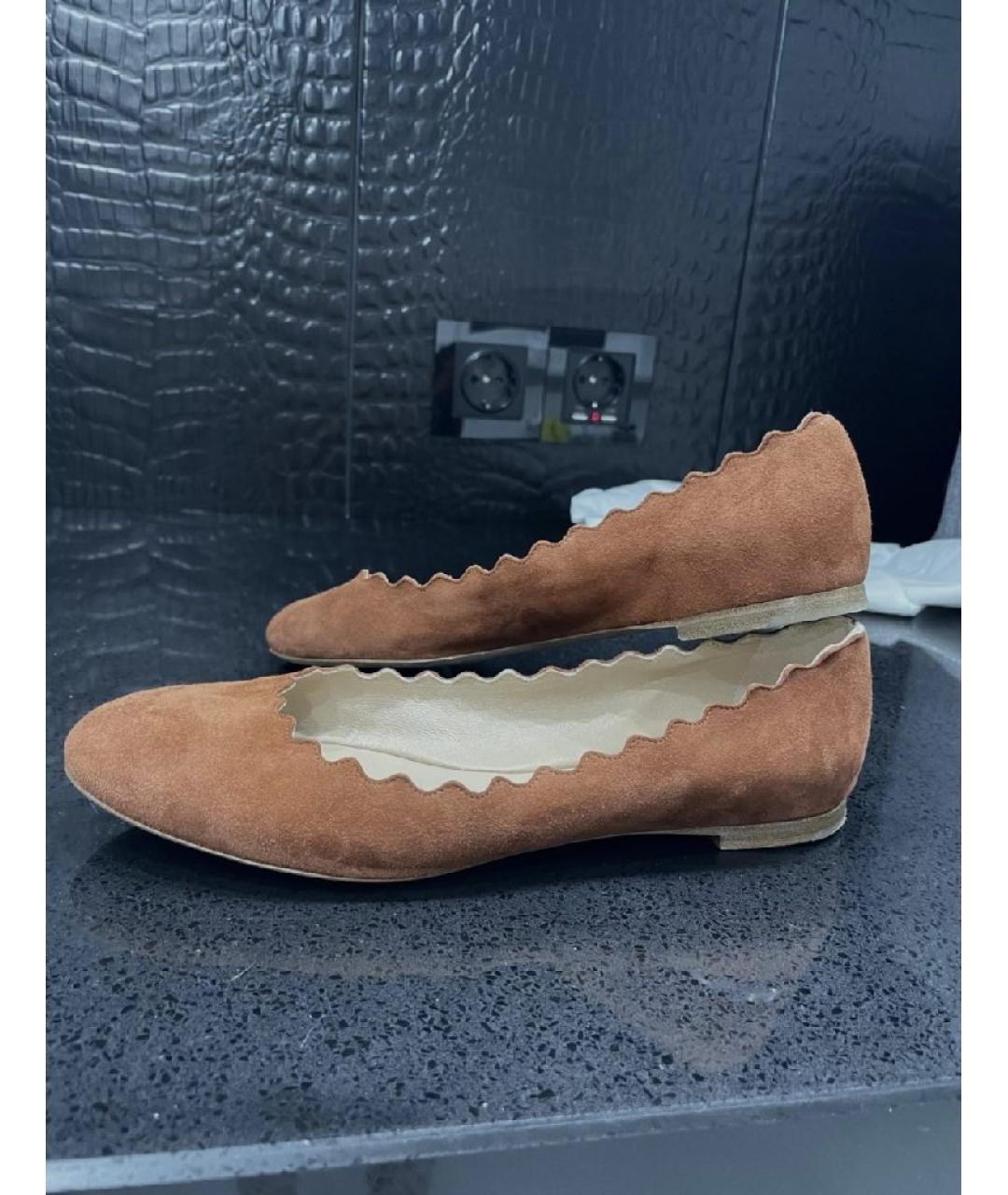 CHLOE Коричневые замшевые балетки, фото 7