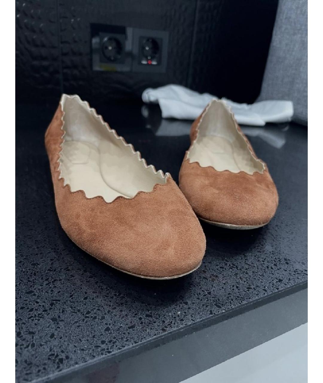 CHLOE Коричневые замшевые балетки, фото 3