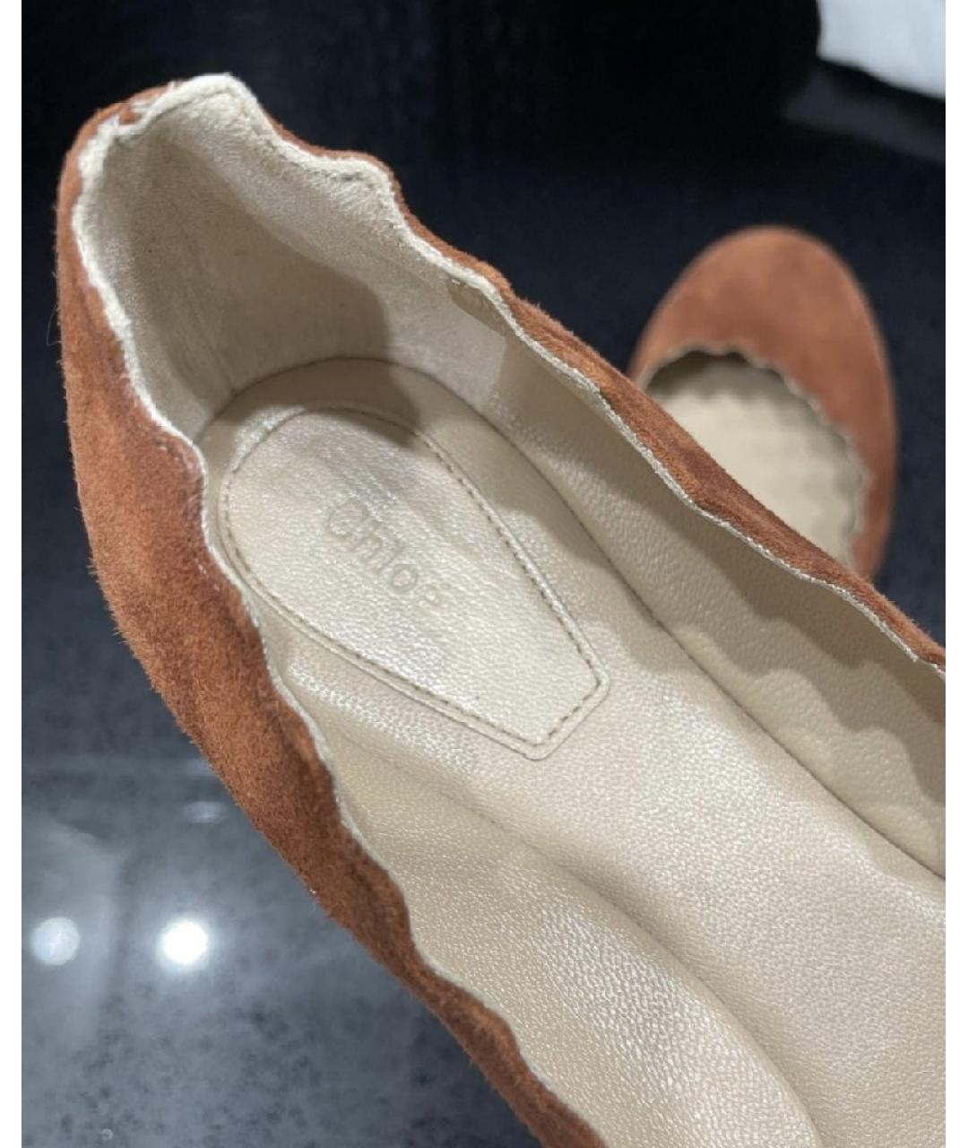 CHLOE Коричневые замшевые балетки, фото 6