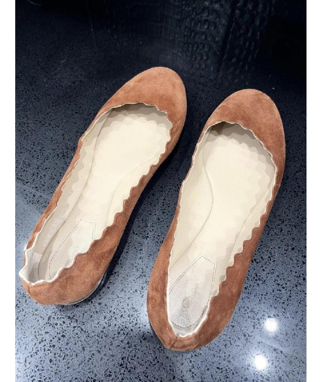 CHLOE Коричневые замшевые балетки, фото 5