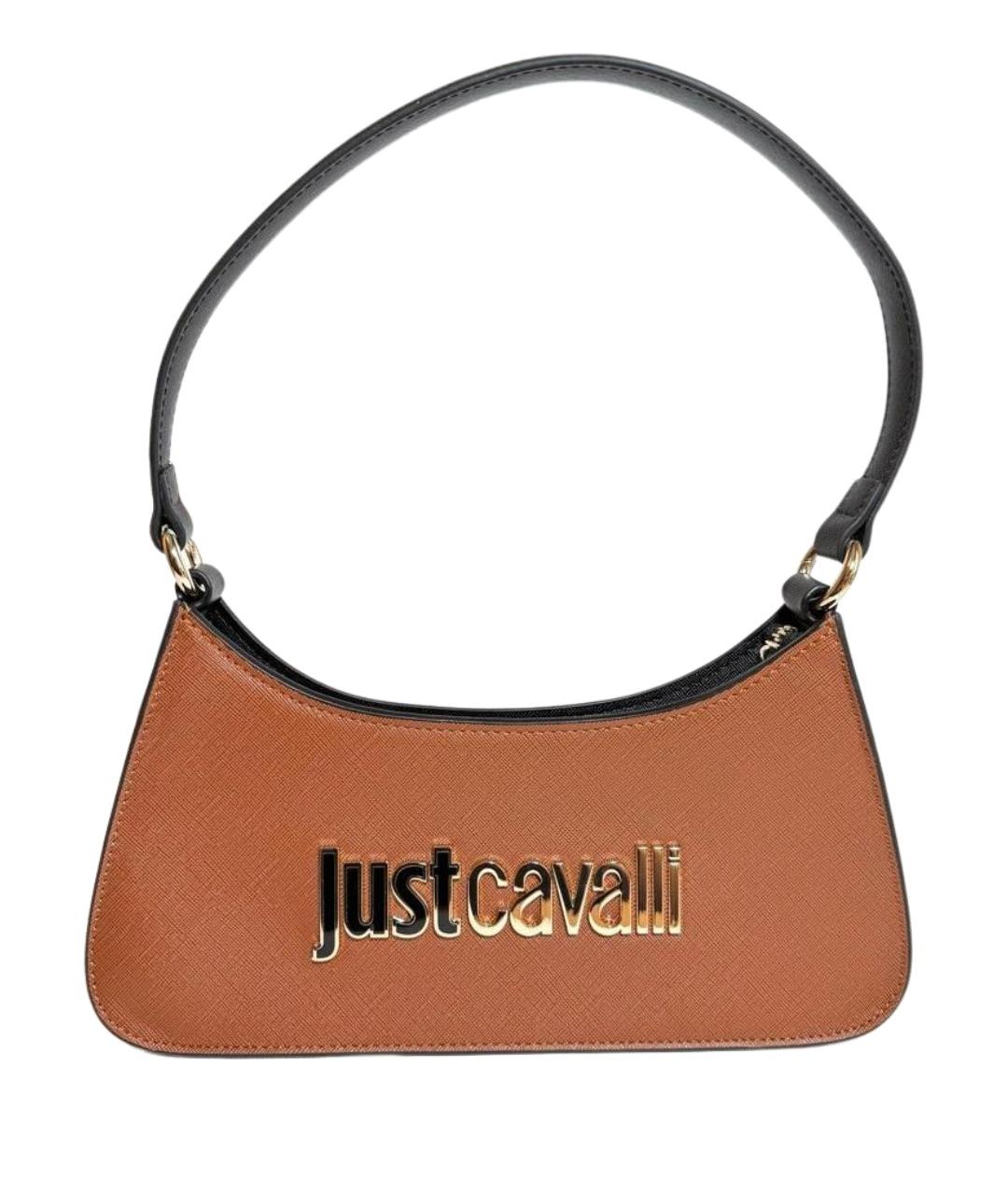 JUST CAVALLI Коричневая кожаная сумка через плечо, фото 1