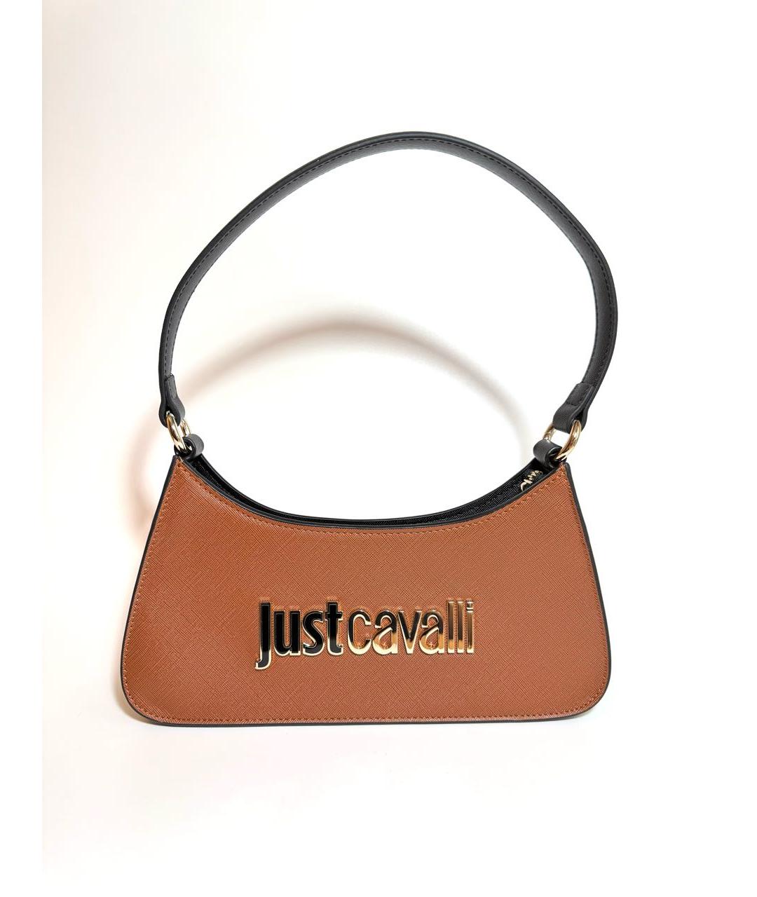 JUST CAVALLI Коричневая кожаная сумка через плечо, фото 6