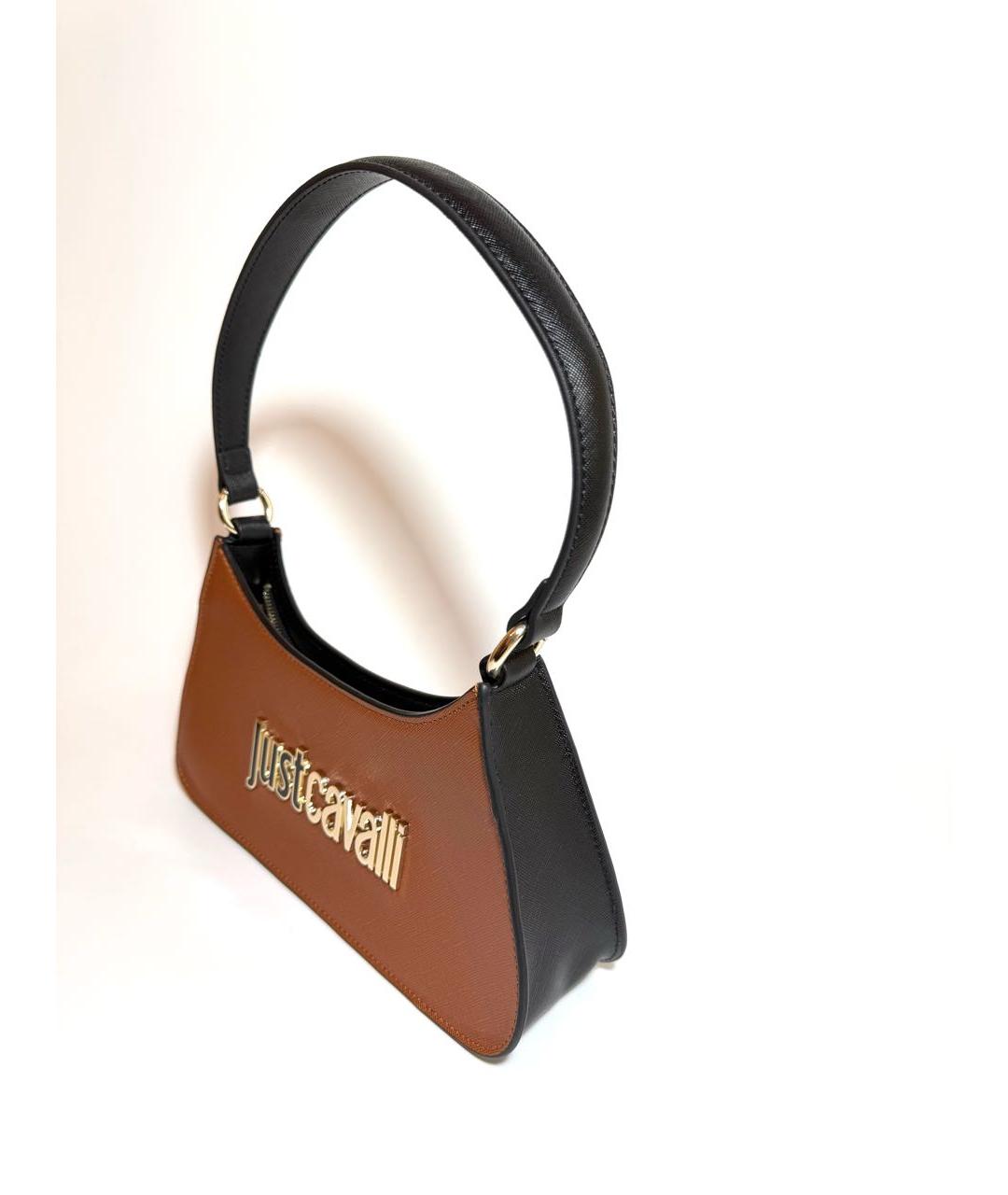 JUST CAVALLI Коричневая кожаная сумка через плечо, фото 2