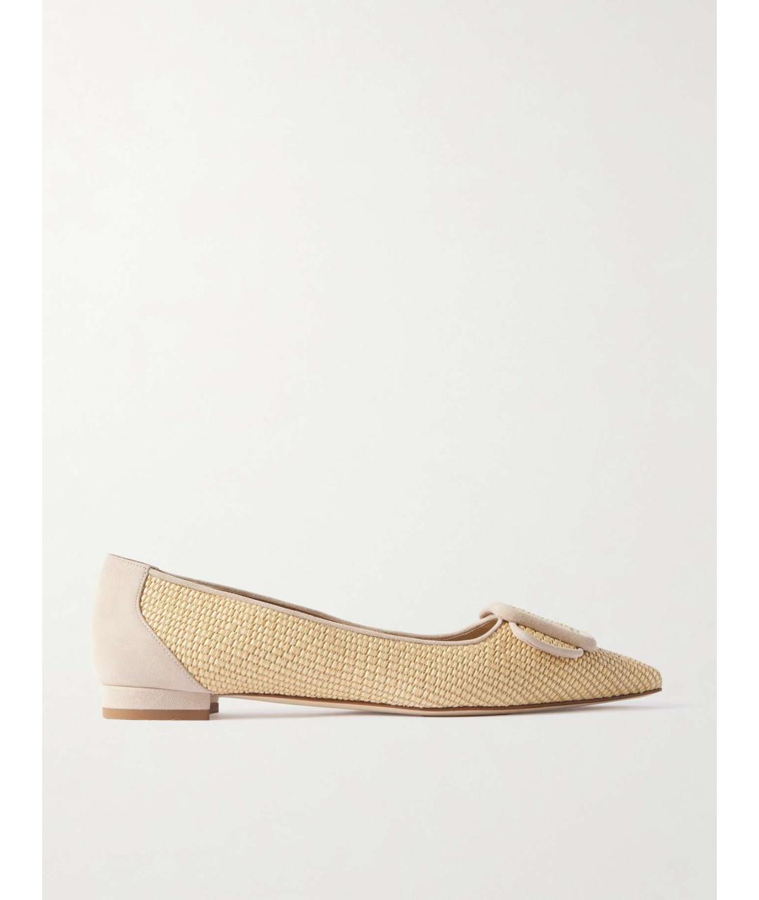 MANOLO BLAHNIK Бежевые балетки, фото 10