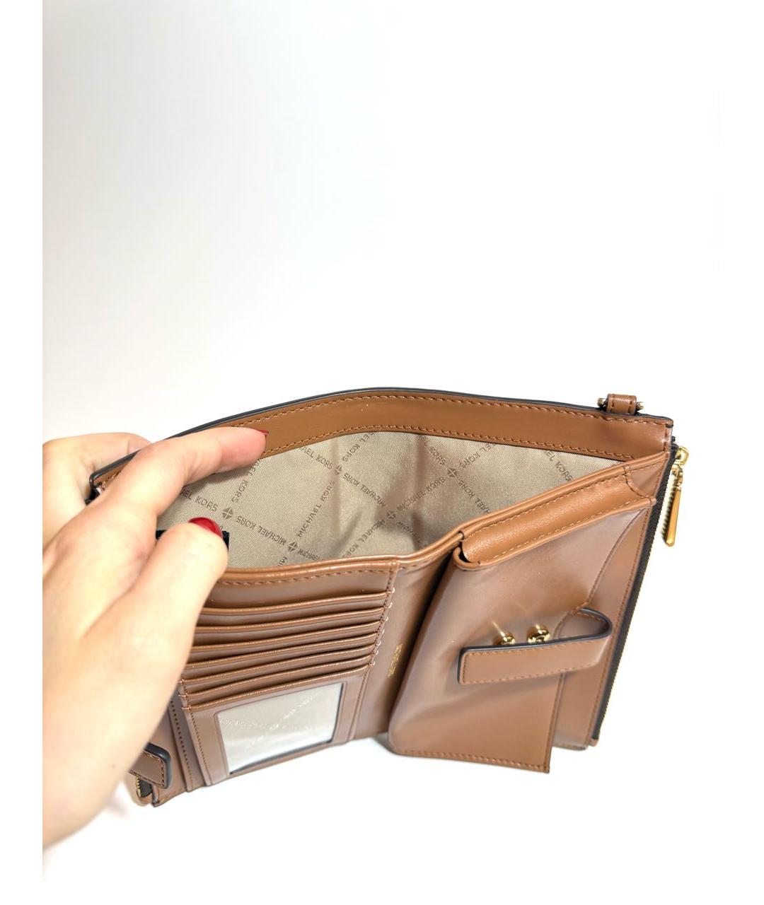 MICHAEL KORS Коричневый кожаный кошелек, фото 6