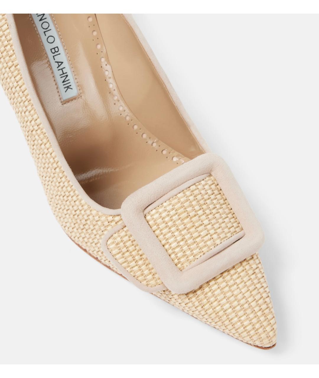 MANOLO BLAHNIK Бежевые кожаные туфли, фото 6
