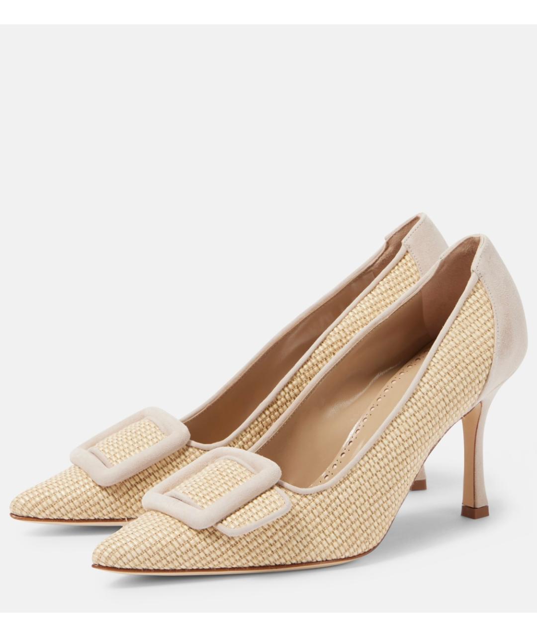 MANOLO BLAHNIK Бежевые кожаные туфли, фото 3