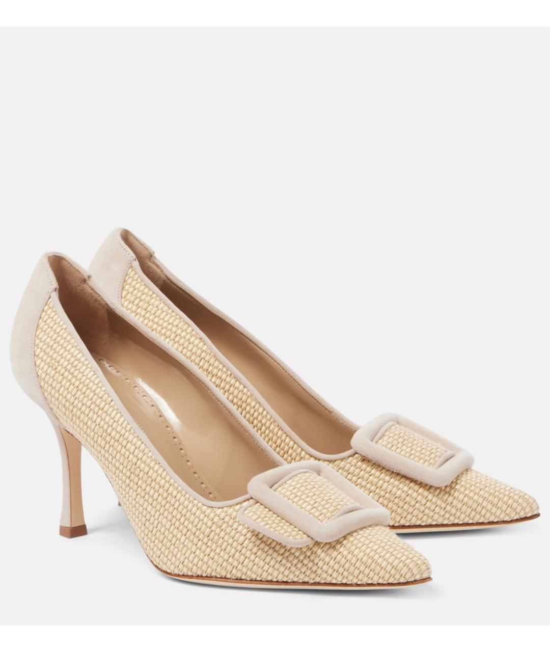 MANOLO BLAHNIK Бежевые кожаные туфли, фото 4