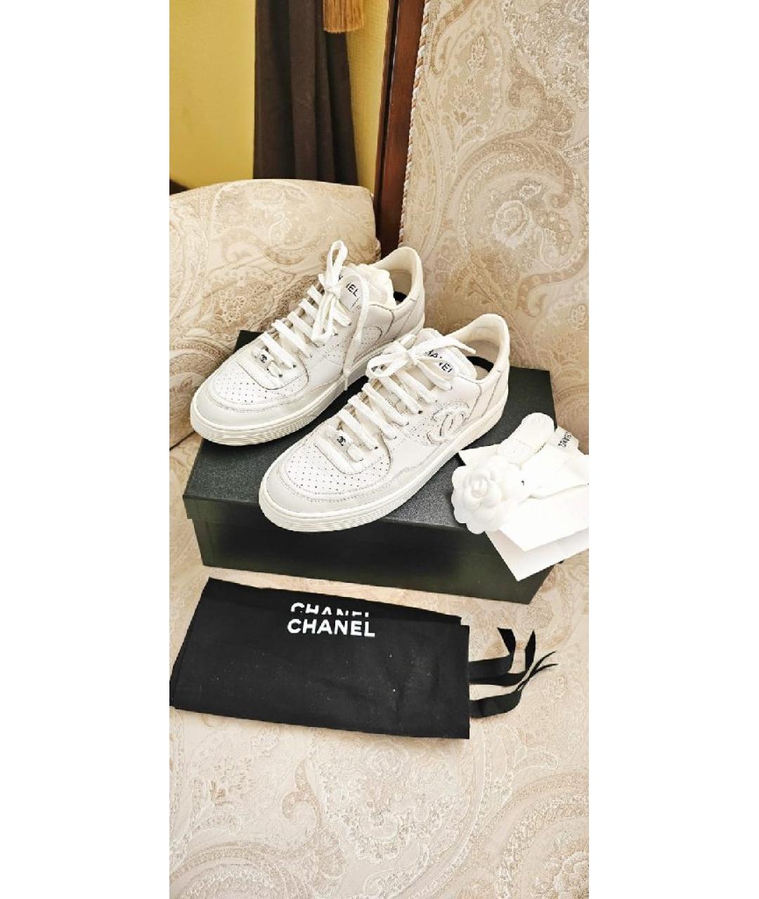 CHANEL Белые кожаные кеды, фото 9