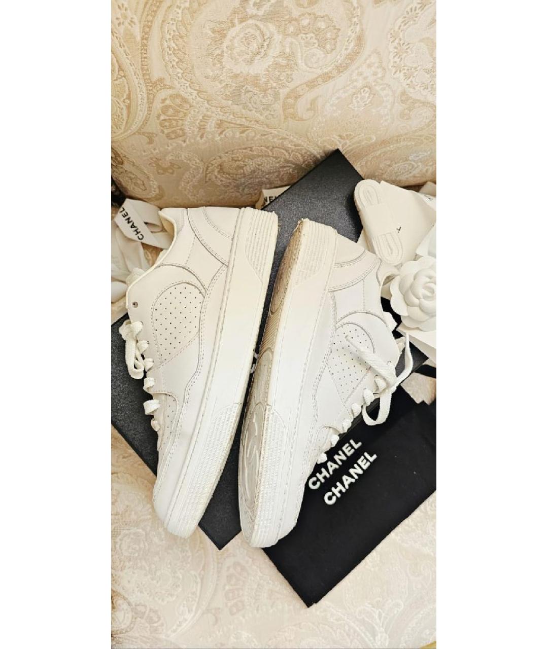 CHANEL Белые кожаные кеды, фото 8