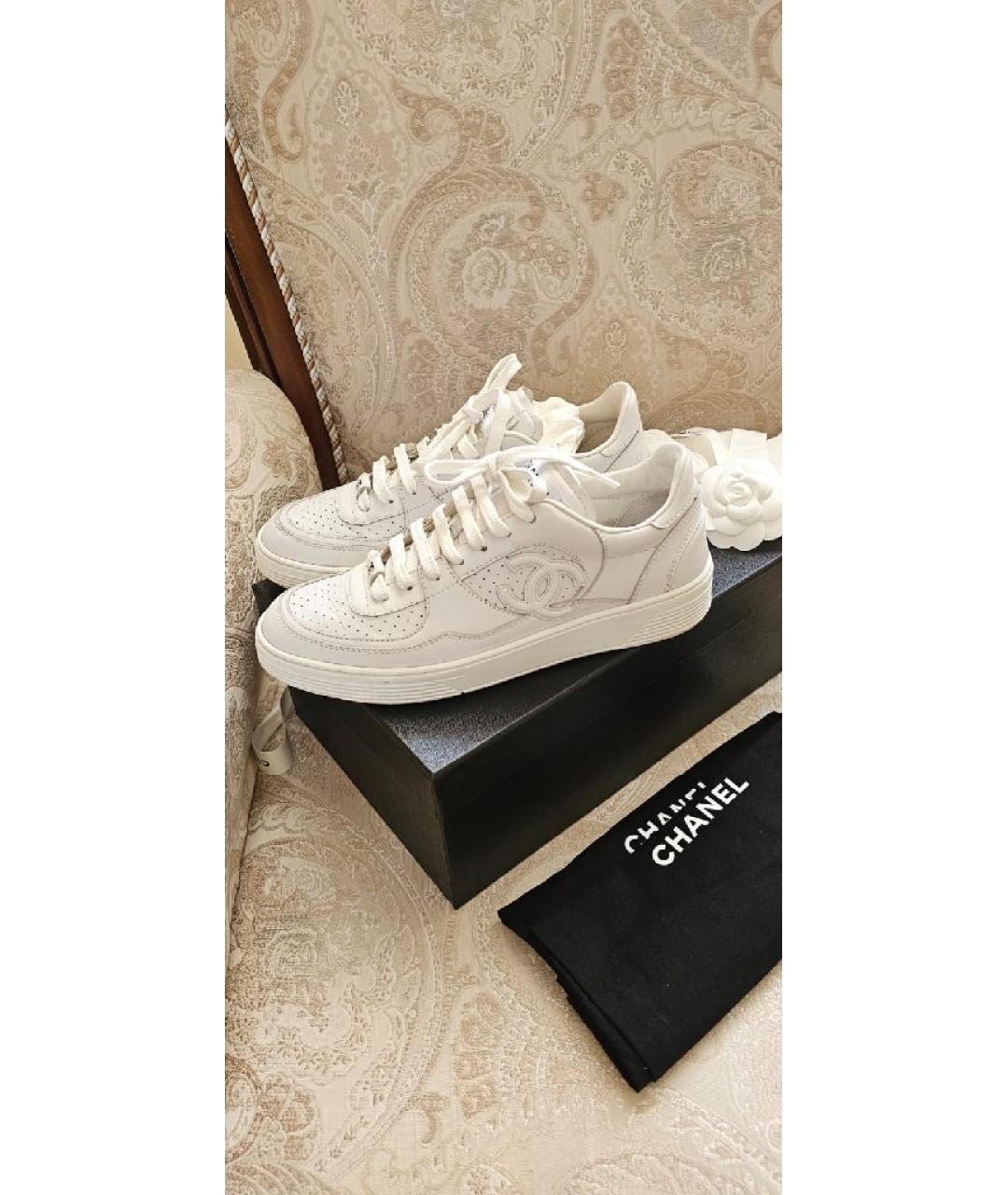CHANEL Белые кожаные кеды, фото 10