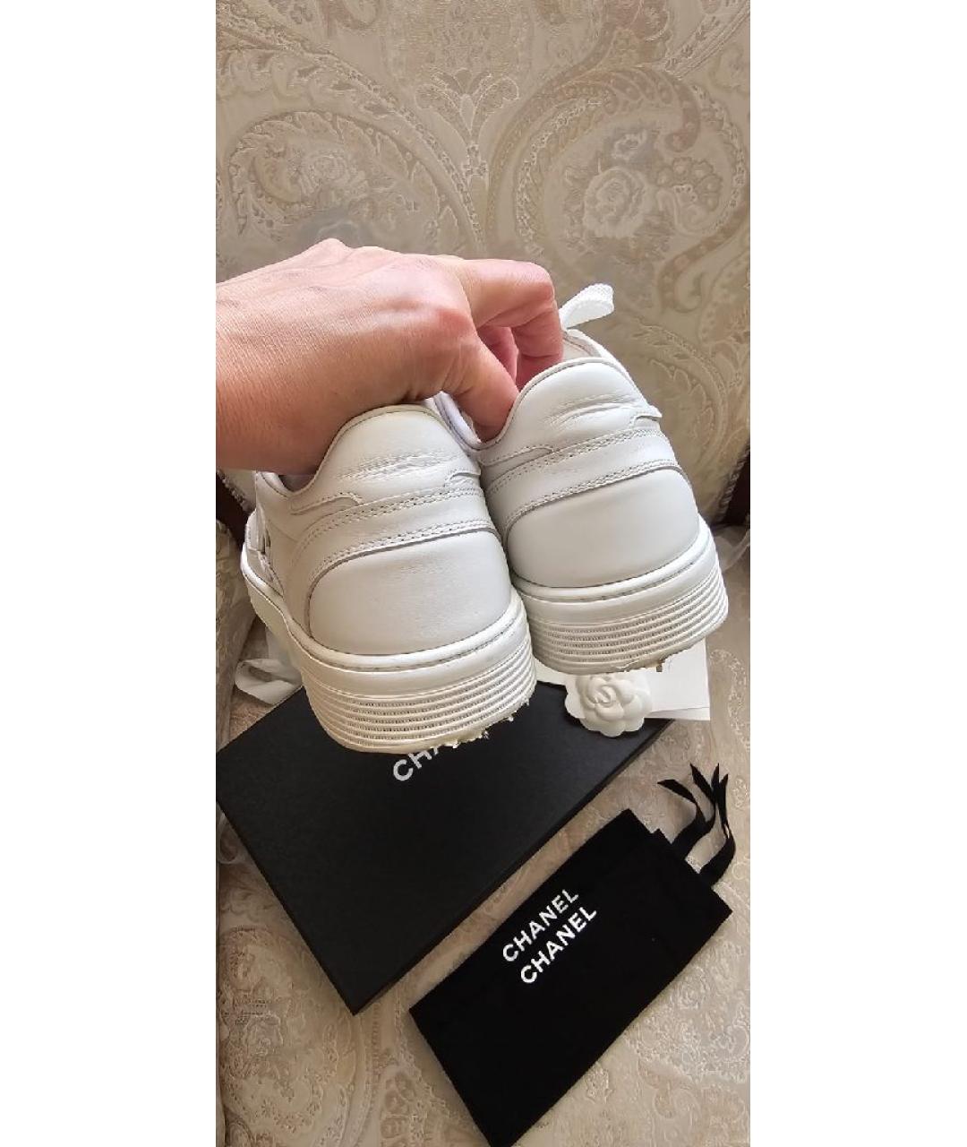 CHANEL Белые кожаные кеды, фото 4