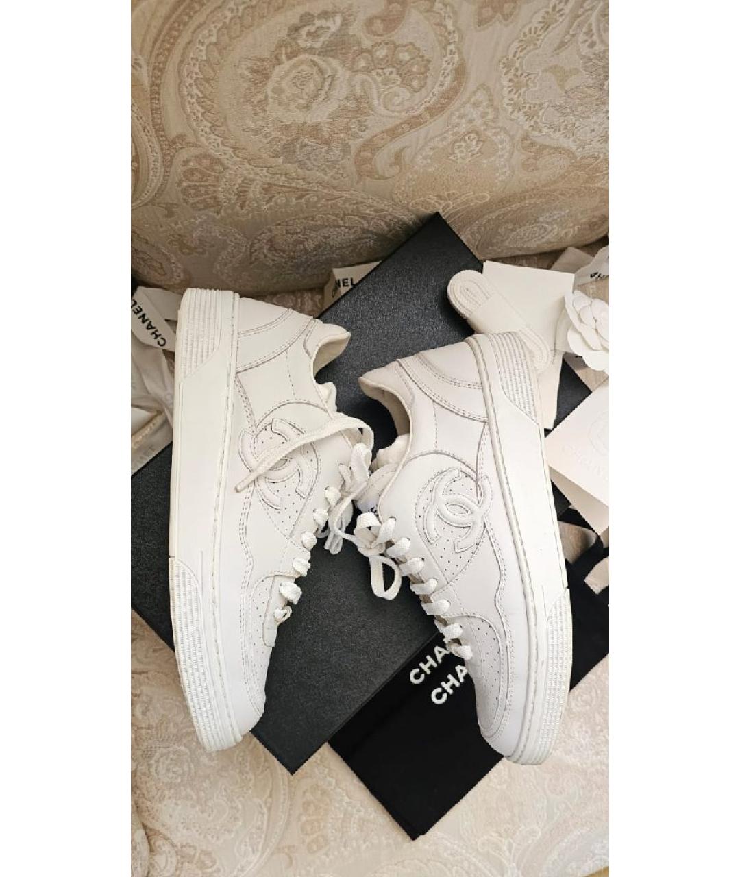 CHANEL Белые кожаные кеды, фото 7