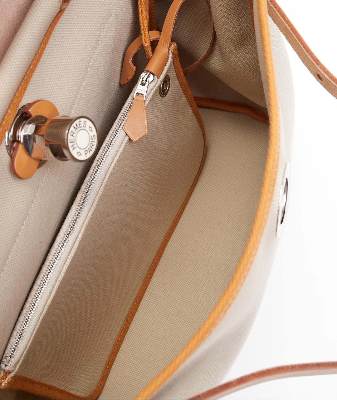 HERMES Бежевая тканевая сумка тоут, фото 6