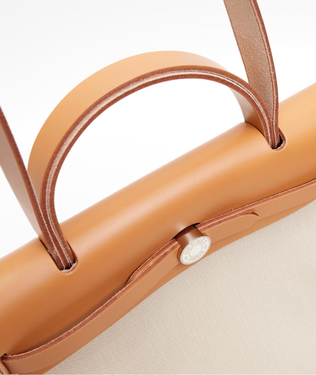 HERMES Бежевая тканевая сумка тоут, фото 5