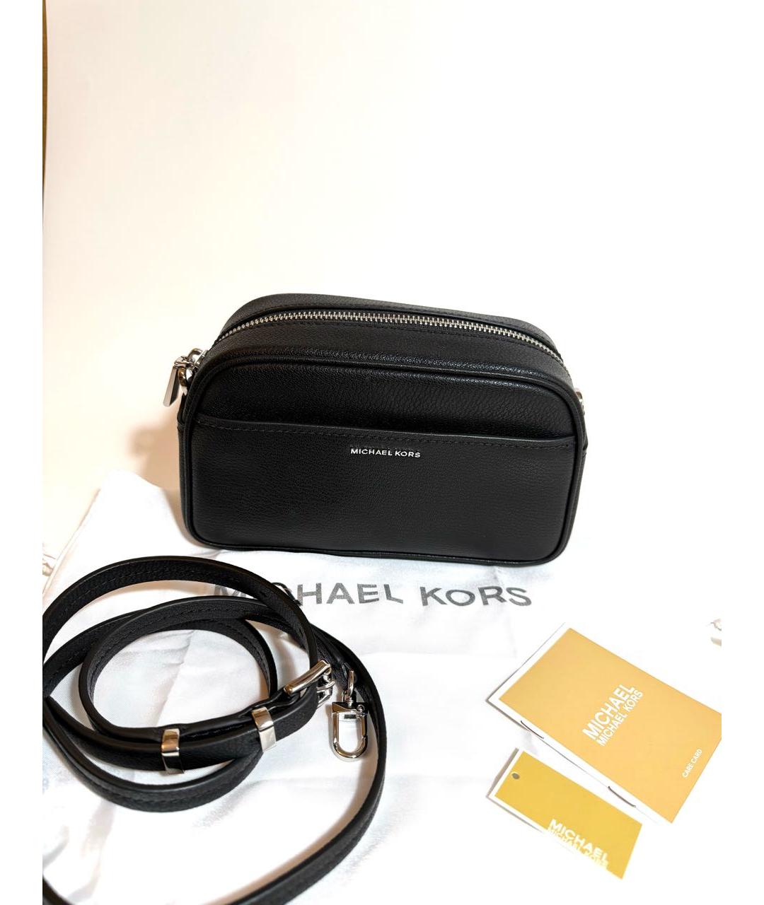 MICHAEL KORS Черная кожаная сумка через плечо, фото 6