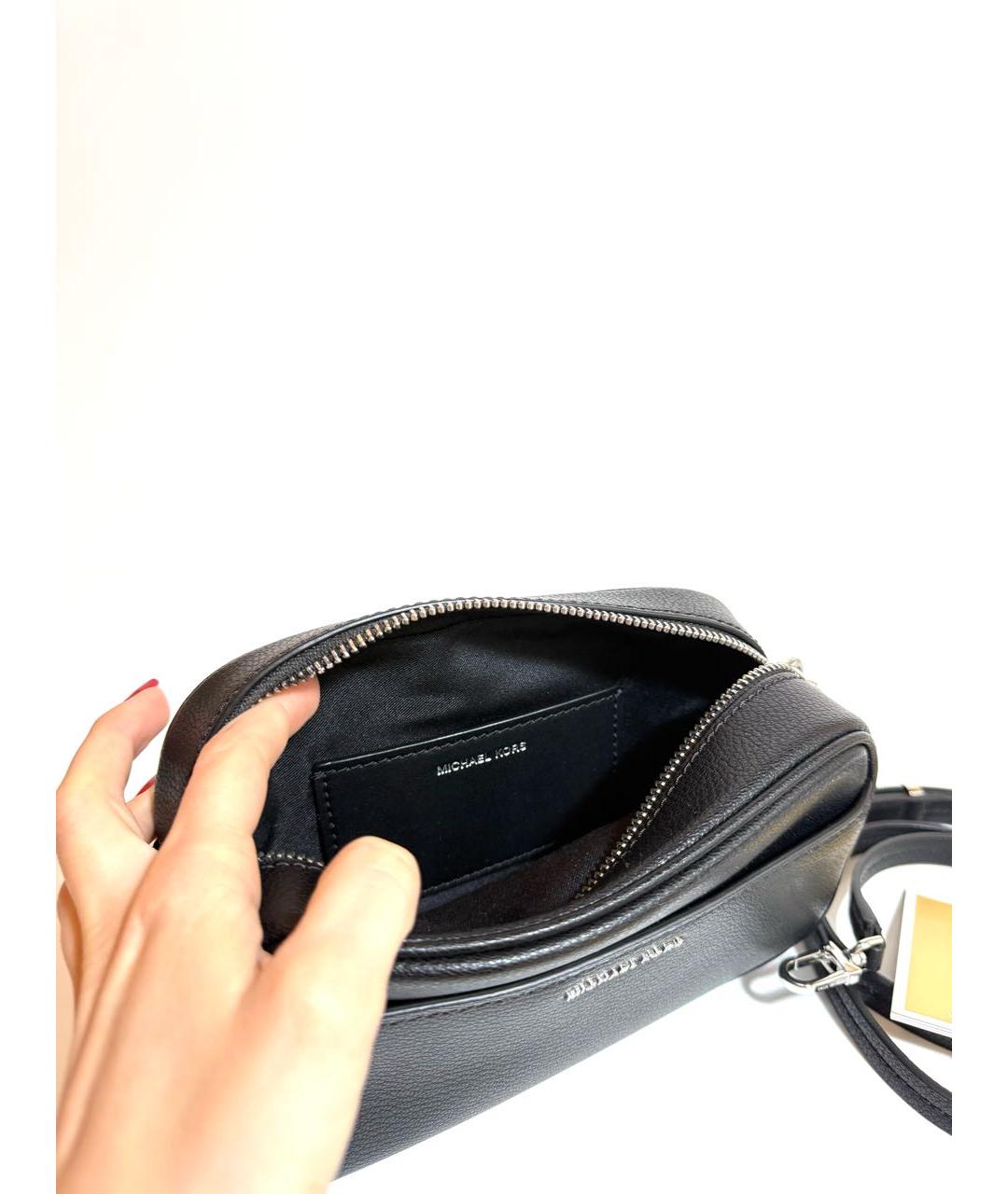 MICHAEL KORS Черная кожаная сумка через плечо, фото 4